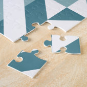 Blauwgroen groen twee-toon geometrische ZigZag Legpuzzel (Zijkant)