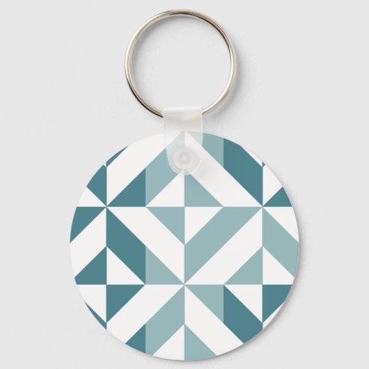 Blauwgroen groen twee-toon geometrische ZigZag Sleutelhanger (Voorkant)