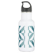Blauwgroen groen twee-toon geometrische ZigZag Waterfles (Achterkant)