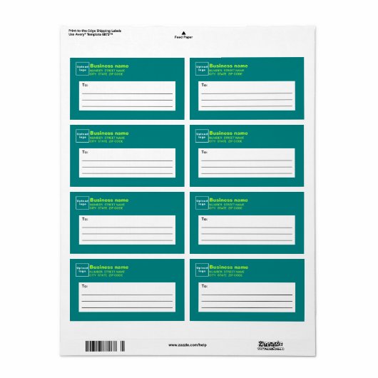 Blauwgroen groen verzendlabel voor bedrijven (Full Sheet)