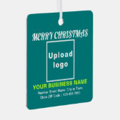 Blauwgroen Groen vierkant voor zakelijk kerstfeest Metalen Ornament (Voorkant Rechts)