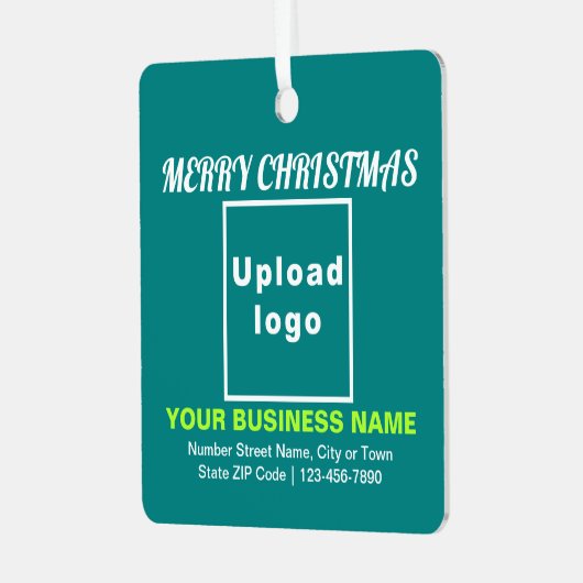 Blauwgroen Groen vierkant voor zakelijk kerstfeest Metalen Ornament (Voorkant links)