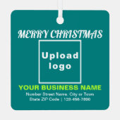 Blauwgroen Groen vierkant voor zakelijk kerstfeest Metalen Ornament (Achterkant)