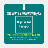 Blauwgroen Groen vierkant voor zakelijk kerstfeest Metalen Ornament (Voorkant)