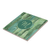 Blauwgroen Groen Waterverf Cactussen Monogram Tegeltje (Zijkant)