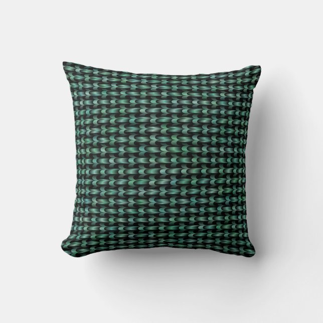 Blauwgroen groen weefpatroon kussen (Voorkant)