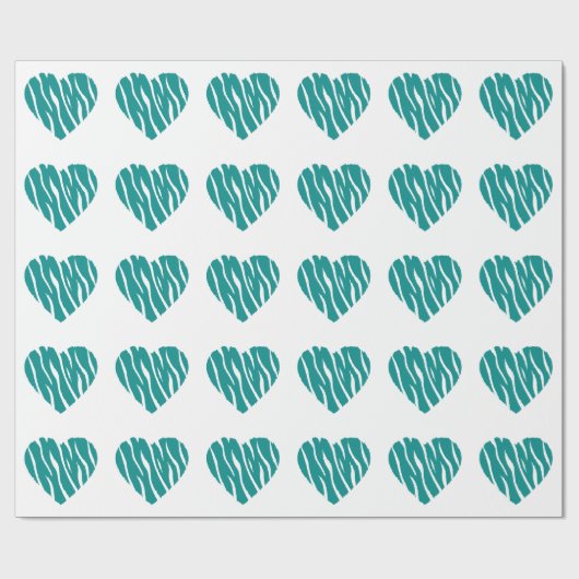 Blauwgroen groen wild hart cadeaupapier (Vlak)