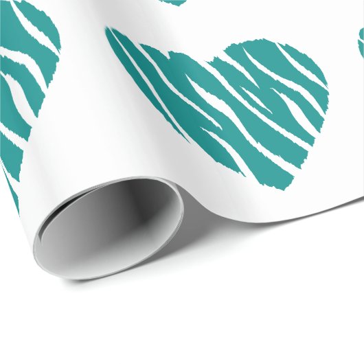 Blauwgroen groen wild hart cadeaupapier (Rol Hoek)