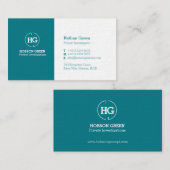 Blauwgroen groen wit tweeletterige logo visitekaar visitekaartje (Voorkant / Achterkant)