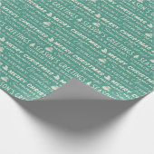 Blauwgroen Groen Wit Vrolijk Kerstmis Retro Typogr Cadeaupapier (Hoek)