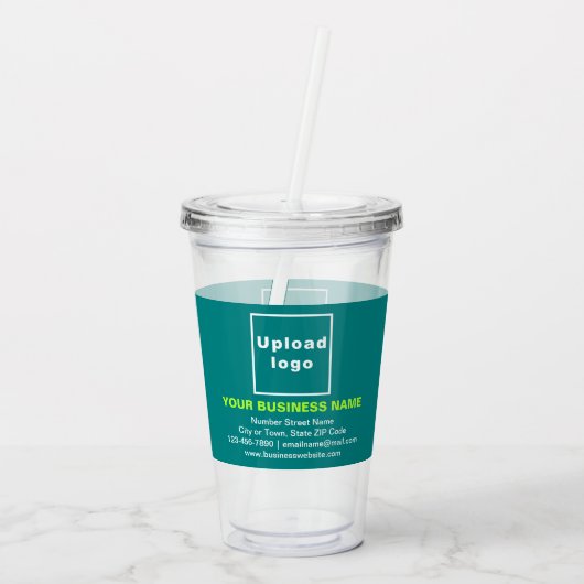 Blauwgroen Groen Zakelijk Merk op Acryl Tumbler Acryl Drinkbeker (Achterkant)