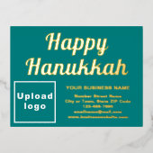 Blauwgroen Groen Zakelijk Merk op Chanoeka Folie Feestdagen Briefkaart (Voorkant)