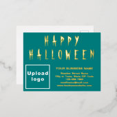 Blauwgroen Groen Zakelijk Merk op Halloween Folie Feestdagen Briefkaart (Voorkant / Achterkant)