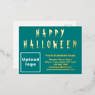 Blauwgroen Groen Zakelijk Merk op Halloween Folie Feestdagen Briefkaart