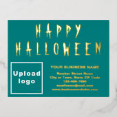 Blauwgroen Groen Zakelijk Merk op Halloween Folie Feestdagen Briefkaart (Voorkant)