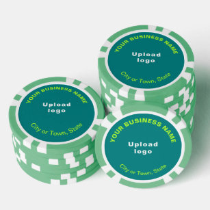 Blauwgroen groen zakelijk merk op pokerchips