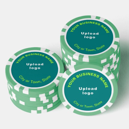 Blauwgroen groen zakelijk merk op pokerchips (Opstapeling)