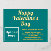 Blauwgroen Groen Zakelijk Merk op Valentijn Folie Feestdagen Briefkaart (Voorkant)