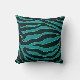 Blauwgroen Groen Zebra Monogram Dierafdrukken Kussen