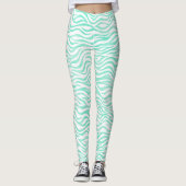 Blauwgroen groen zebrapatroon leggings (Voorkant)