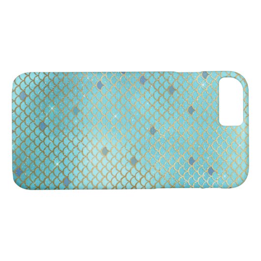 Blauwgroen Groen Zeemeermin Schaalpatroon Case-Mate iPhone Case (Achterkant (Horizontaal))