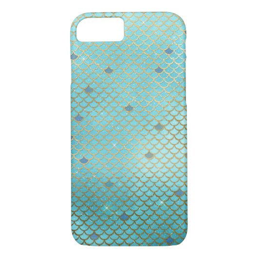 Blauwgroen Groen Zeemeermin Schaalpatroon Case-Mate iPhone Case (Achterkant)