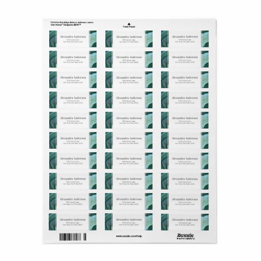 Blauwgroen groen - Zilver Geode Agate Wedding Etiket (Full Sheet)