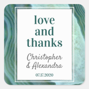 Blauwgroen groen - Zilver Geode Agate Wedding Vierkante Sticker