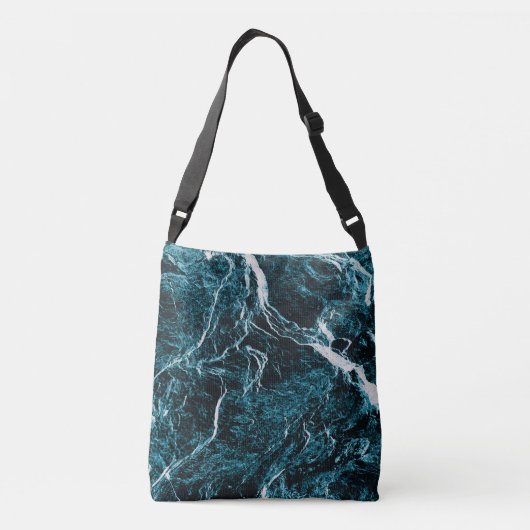 Blauwgroen groen zwart Abstract patroon Crossbody Tas (Achterkant)