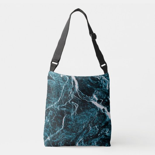 Blauwgroen groen zwart Abstract patroon Crossbody Tas (Voorkant)