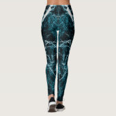 Blauwgroen groen zwart Abstract patroon Leggings (Achterkant)