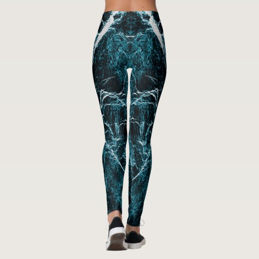 Blauwgroen groen zwart Abstract patroon Leggings (Achterkant)