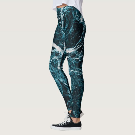 Blauwgroen groen zwart Abstract patroon Leggings (Links)