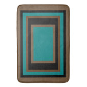 Blauwgroen groen zwart bruin geometrisch blokpatro badmat (Voorkant Verticaal)