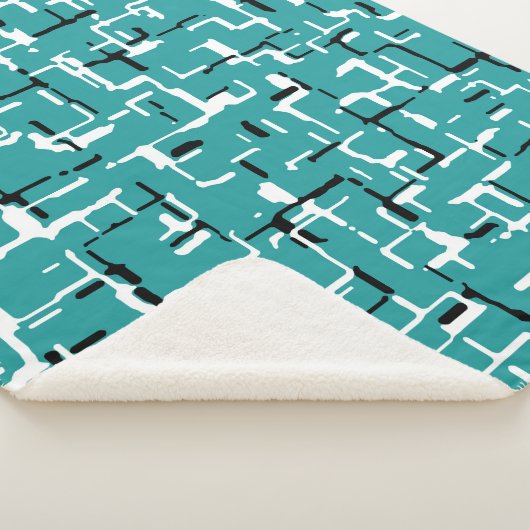 Blauwgroen groen zwart wit sherpa deken (3/4)