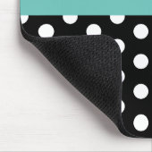 Blauwgroen Groen Zwart Witte Polka Dot Monogram Muismat (Hoek)