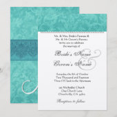 Blauwgroen groenboek over groene bruiloft Damask C Kaart (Voorkant / Achterkant)