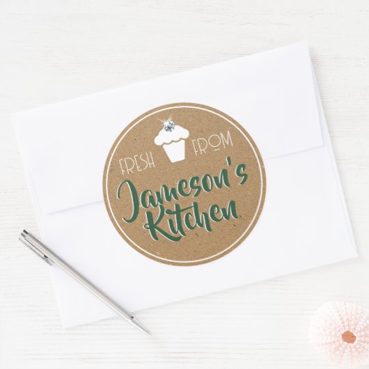 Blauwgroen groenboek Rhinestone Cupcake Label (Envelop)