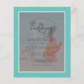 Blauwgroen groene 2-foto budget bruiloft uitnodigi (Voorkant)