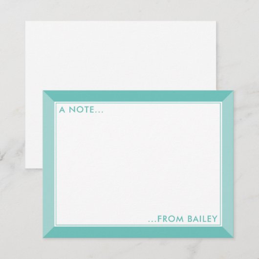 Blauwgroen Groene 2-Tone Stationery Kinder Notitiekaartje (Voorkant / Achterkant)