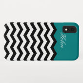 Blauwgroen groene aangepaste naam / zwarte en witt Case-Mate iPhone case (Achterkant (horizontaal))