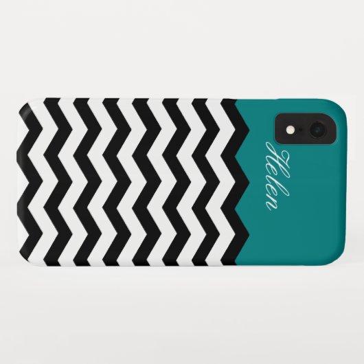 Blauwgroen groene aangepaste naam / zwarte en witt Case-Mate iPhone case (Achterkant (horizontaal))