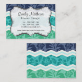 Blauwgroen groene, aqua en blauwe tropische Chevro Visitekaartje (Voorkant / Achterkant)
