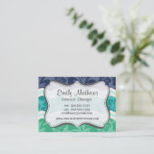 Blauwgroen groene, aqua en blauwe tropische Chevro Visitekaartje (Staand voorkant)