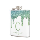 Blauwgroen groene Aqua Sparkle Glitter Drift Monog Heupfles (Links)