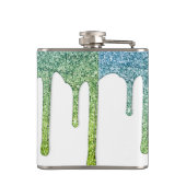 Blauwgroen groene Aqua Sparkle Glitter Drift Monog Heupfles (Achterkant)