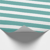Blauwgroen Groene Aqua Witte Diagonale Strepen Ver Cadeaupapier (Hoek)