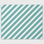 Blauwgroen Groene Aqua Witte Diagonale Strepen Ver Cadeaupapier (Vlak)