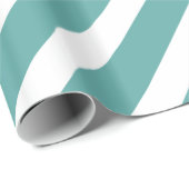 Blauwgroen Groene Aqua Witte Diagonale Strepen Ver Cadeaupapier (Rol Hoek)