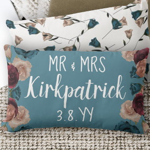 Blauwgroen Groene, Beige, Bourgondische Bruiloft R Kussen